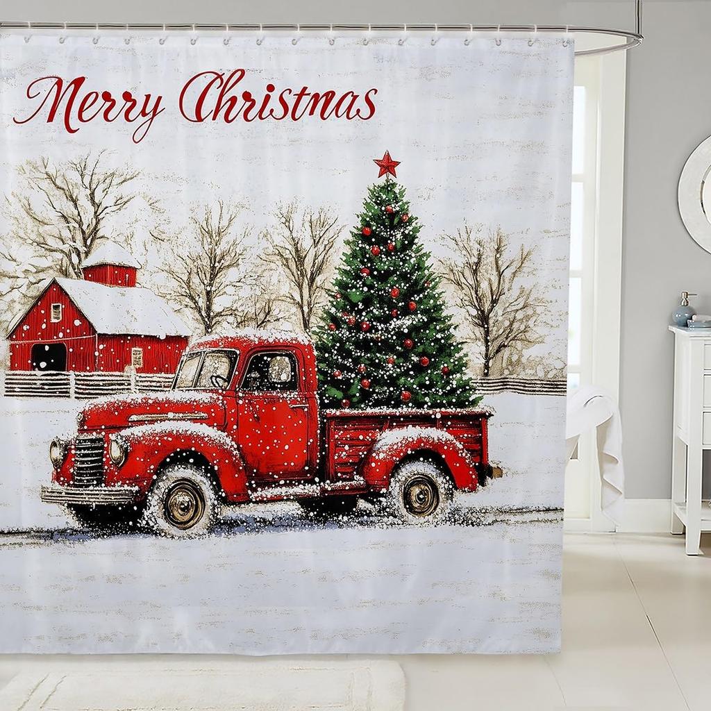 Merry Pink Christmas Shower Curtain,Cartoon Gingerbread Man Bathroom Curtain,Snowflakes Candy Fabric Shower Curtains,Happy New