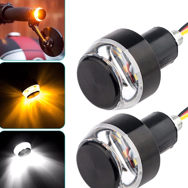 2Pcs Motorcycle Turn Signal Led Light Indicator Blinker Handle Bar End Light