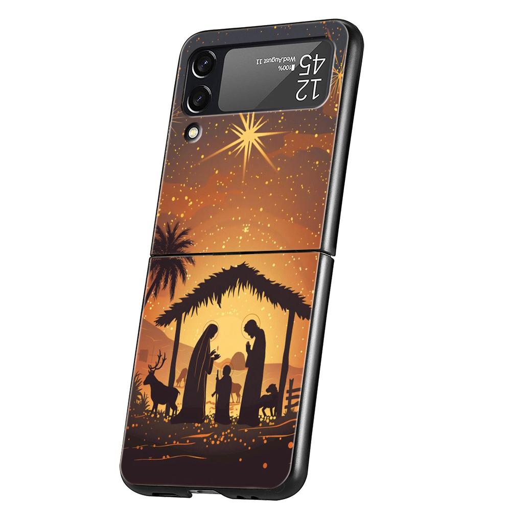 

Hard PC Phone Case For Samsung Galaxy Z Flip 7 6 5 4 Black Cover For Galaxy Z Flip 3 Foldable Shockproof Capas A Family Of Three Z Flip 5