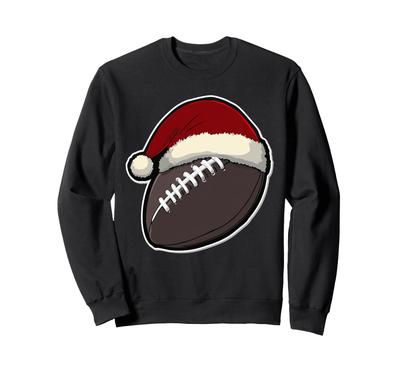 American Football Ball Santa Hat Funny Christmas Sweatshirt
