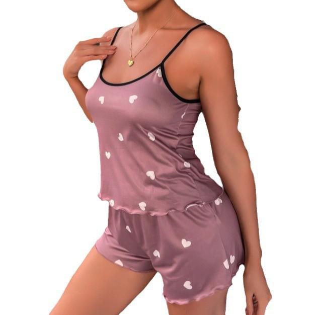 Summer Women's Sexy Spaghetti Strap Pajama Set - Two-Piece Vest and Shorts Homewear