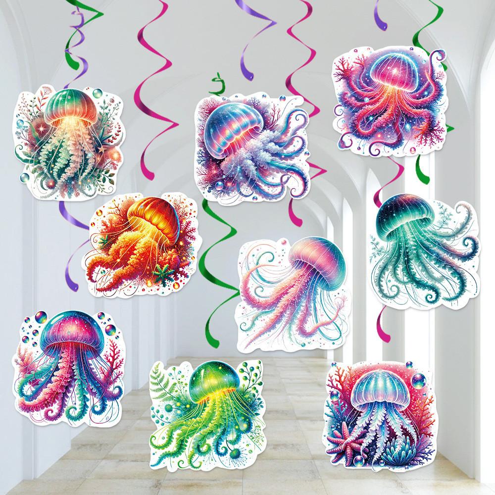 Ocean Colorful Jellyfish Pattern Birthday Party Decoration Pendant Hanging