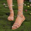 Fashion Women Sandals Summer New Fashion Cross Tied Casual Shoes Crystal Beach Sandals for Women Plus Size Simple Flat Sandals Ladies