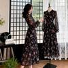 High-Quality Hong Kong Style Floral Ruffled Long Dress - Korean Chic Resort & Sweet Waist-Cinched Skirt