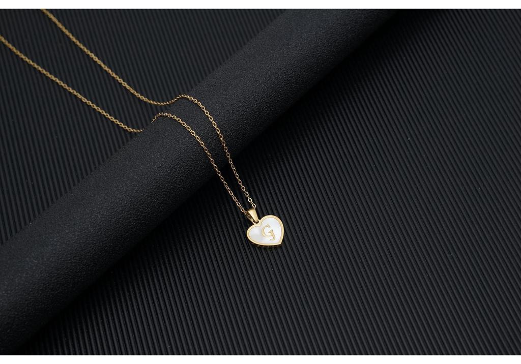Gold Shell Pendant Necklace with English Alphabet - European & American Trend In Titanium Steel Chain
