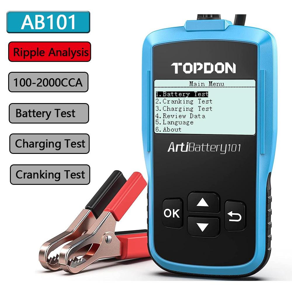 

TOPDON AB101 BT50 12V Car Battery Tester Voltage Battery Test Auto Charger Analyzer 2000CCA Car Cranking Charging Circut Tester AB101