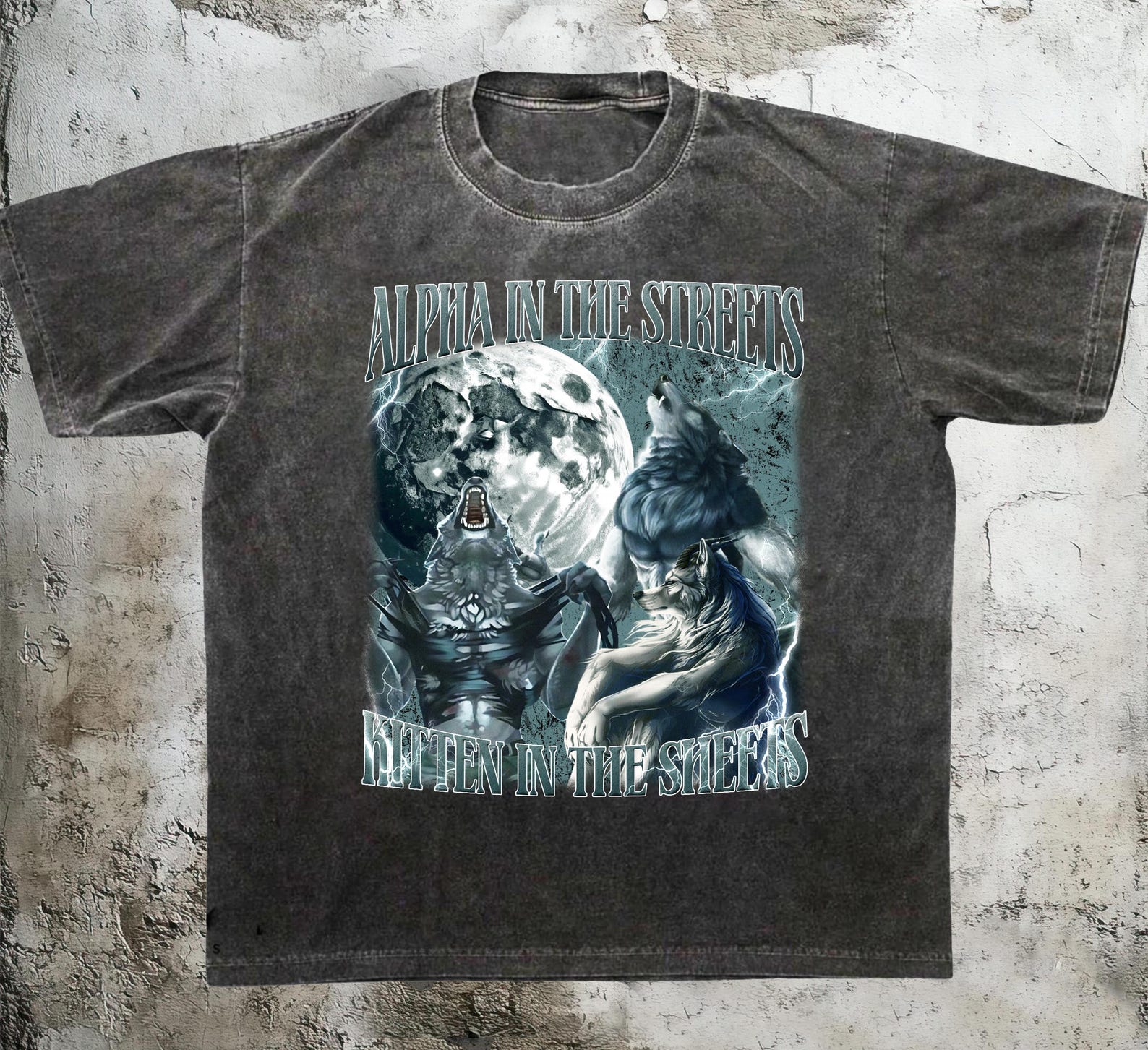 Alpha In The Streets Kitten In The Sheets Shirt, Howling At Moon Tee M