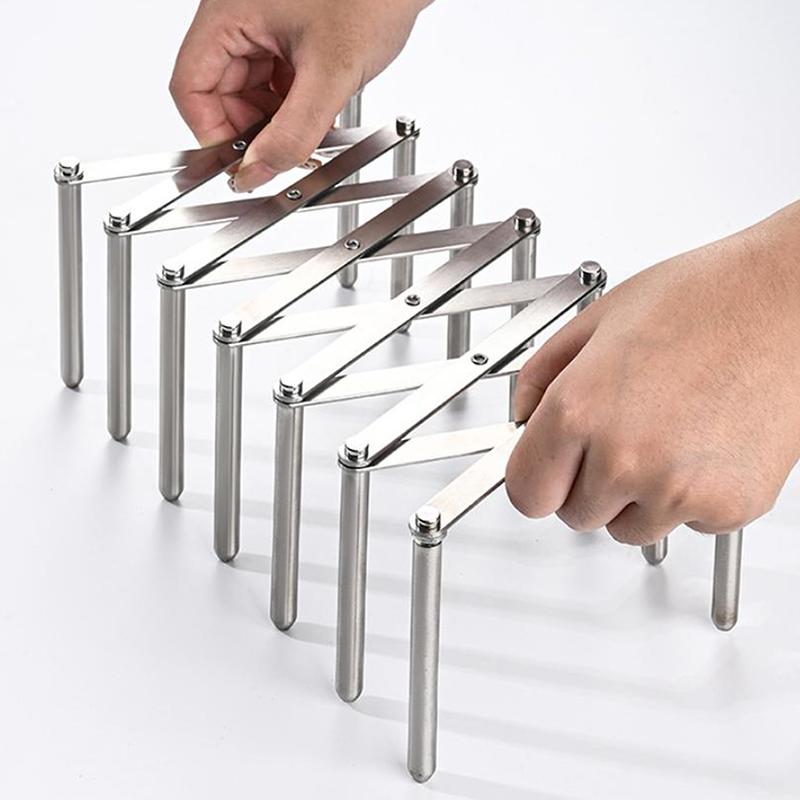 1Pcs Pot Lid Rack Pan Lid Organizer Retractable Foldable Stainless Steel Plate Dish Holder Shelf Tableware Storage Kitchen