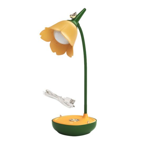 Flower Shape Lampshade Desk Lamp with 3-Level Color Temperature Touch Switch LED Soft Light Eye Protection 360 Degree Adjustable USB Powered Reading