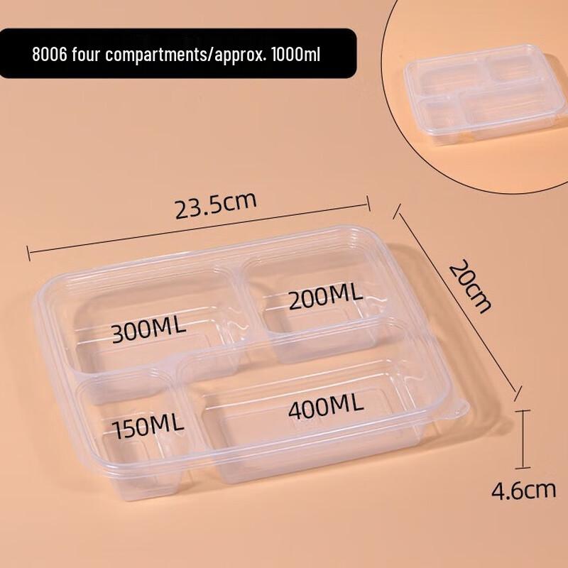 Camellia Disposable 4-Compartment Meal Prep Containers