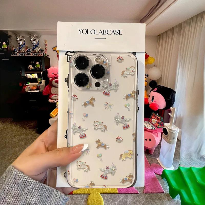 Full Screen Graffiti Pony Applies To Apple 17Promax Mobile Phone Case iPhone16 Transparent 15 Cute 14 Space Case
