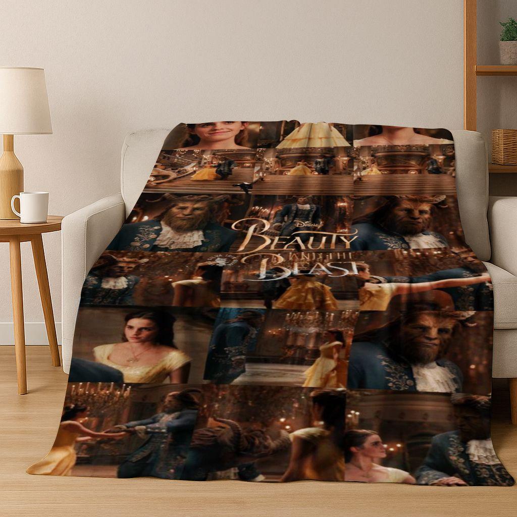 3D-Flanelldecke mit dem Motiv „Die Schöne und das Biest“ – warm, kuschelig und perfekt für Zuhause, Schlafzimmer, Bett oder Sofa. Ideal als Geschenk für Kinder.