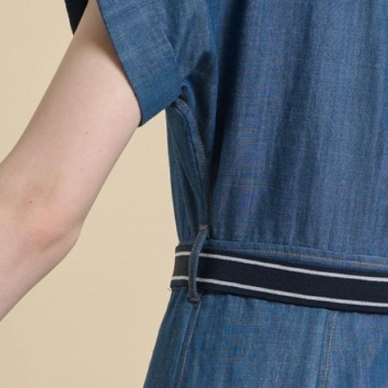 Bcbg Belt Point Denim Short Sleeve Dress B6m4o622