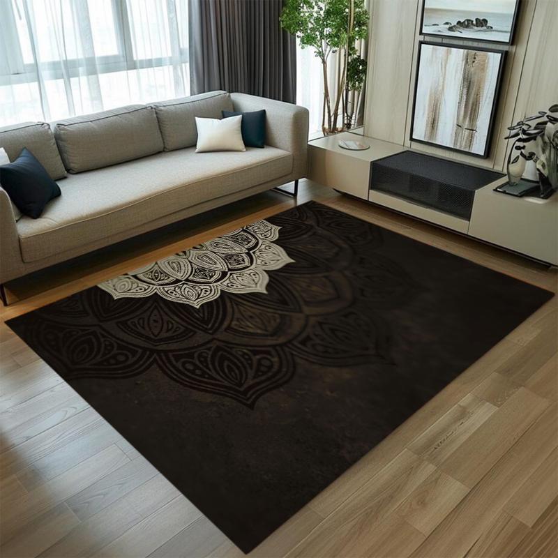 Bohemian Mandala Floral Pattern Area Rug Vintage Print Carpet Floor Mat Home Living Room Bedroom Ethnic Home Decoration