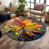 Colorful Maple Leaf with Water Droplets Print Round Rug, Living Room, Bedroom, Playroom Carpet, Non Slip Floor Mat, Gift