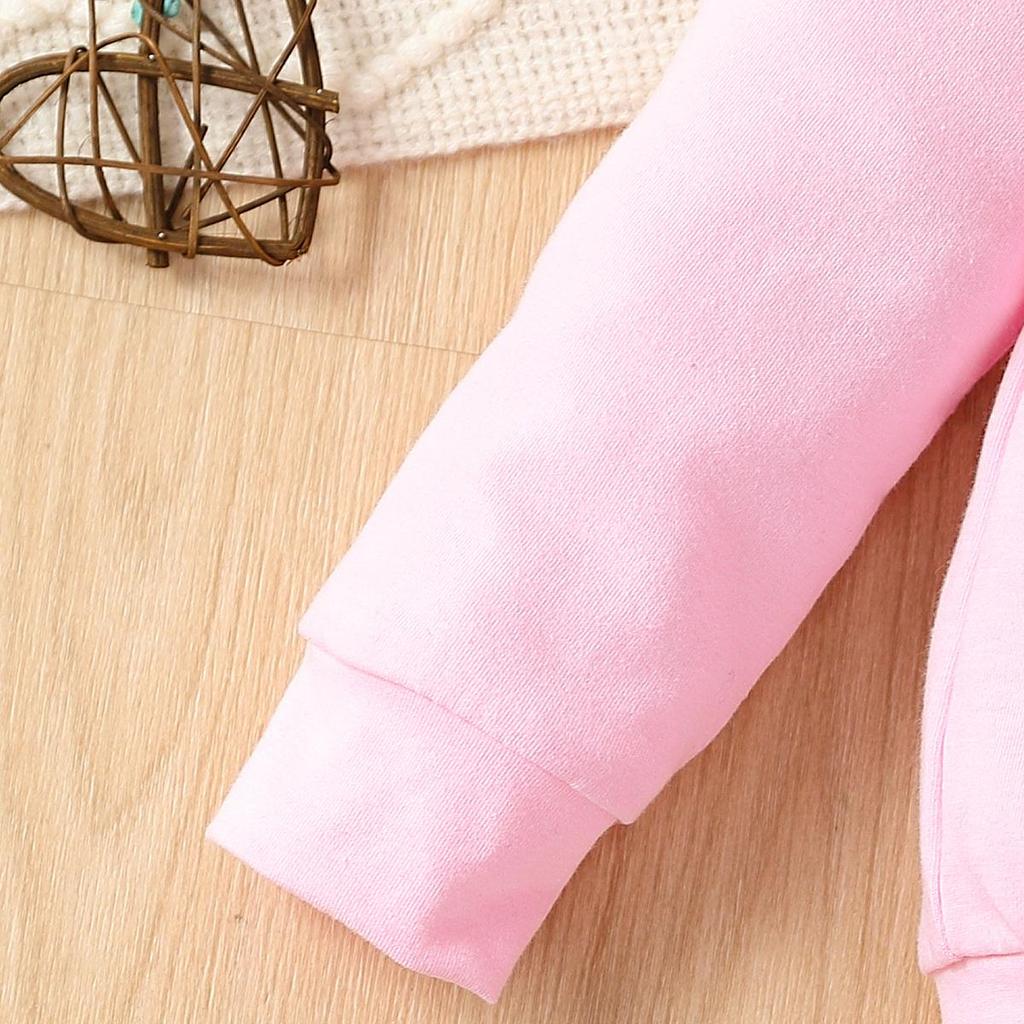 Little Girl 2PCS Set 1-8 Years Old Pink Sweatshirt and Cow Print Long Pants Kids Casual Daily Wear or Pajamas Set