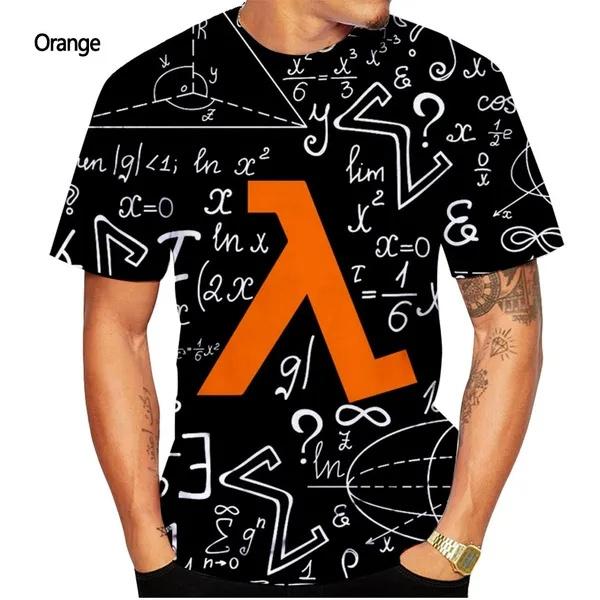 Funny Math Formula 3D Printed Graphs T-shirts Summer Casual Round Neck Short-sleeved Men's T-shirts
