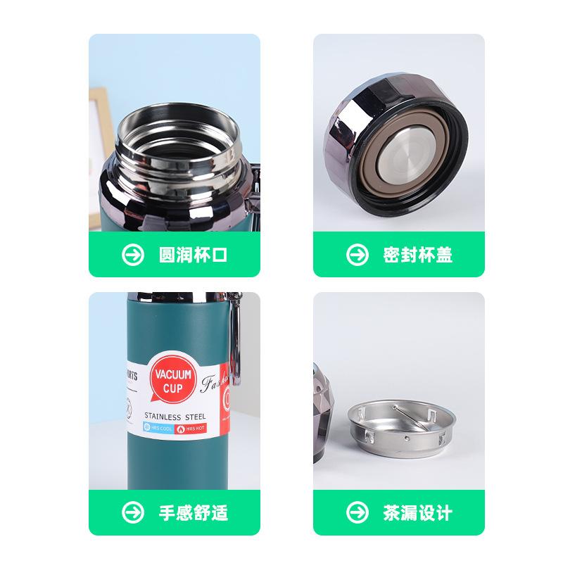 316 Edelstahl Thermobecher Outdoor Tragbar Großvolumige Teetasse Doppelschicht Vakuum Trageschlaufe Wasserbecher