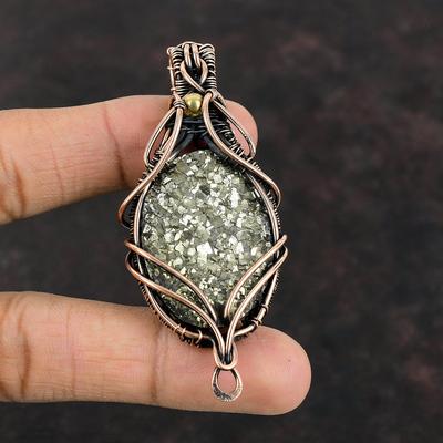 Silver Druzy Pendant Copper Wire Wrapped Gemstone Pendant Handmade Jewelry Gift For Her Copper Jewelry Designer Pendant Wire Wrapped Jewelry
