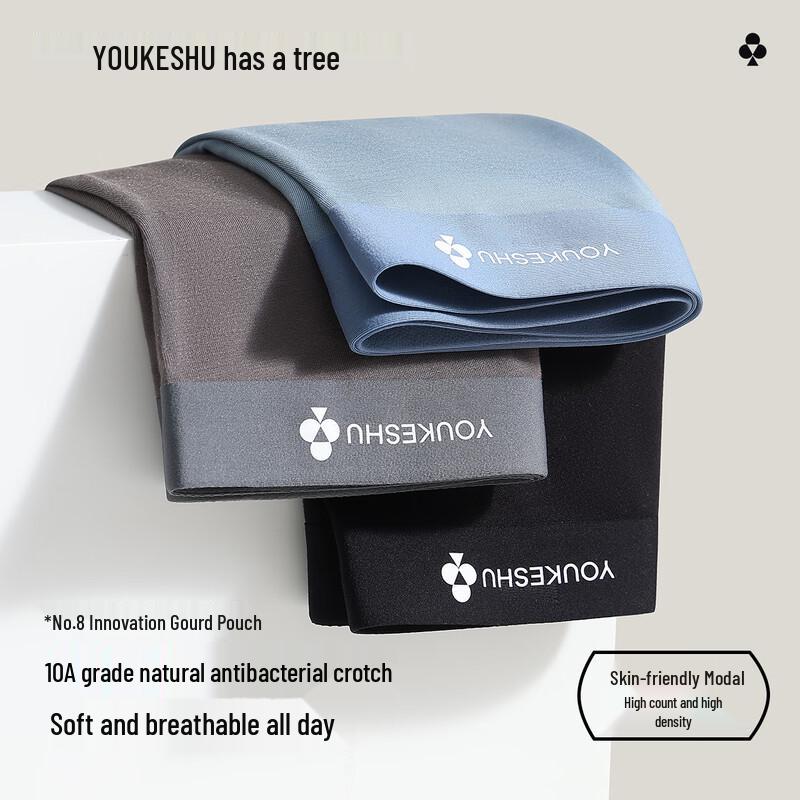 YOUKESHU Men's Antibacterial Seamless Modal Boxer Briefs