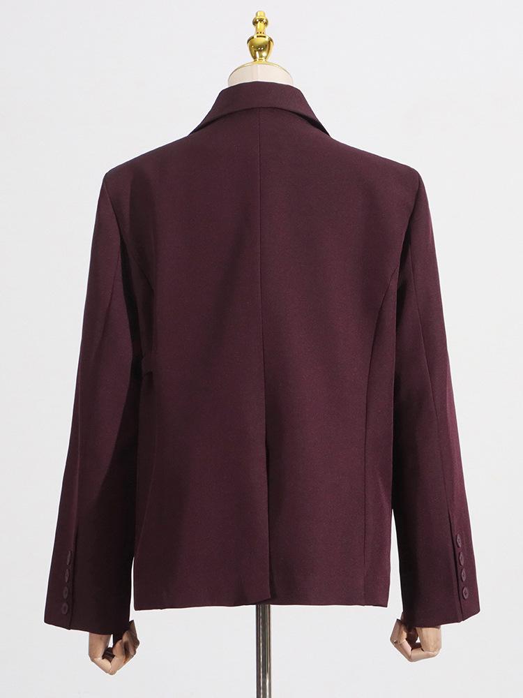 2026 Spring Angora Red Women's Blazer - European & American Luxury Design with Irregular Waist-Cinching