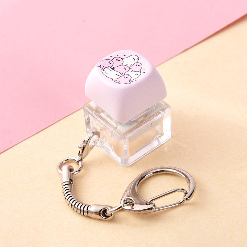 Halloween Mechanical Keycap Keychain, Portable Fidget Finger Toy Pressable Button for Office Travel Anxiety Relief Party Favor