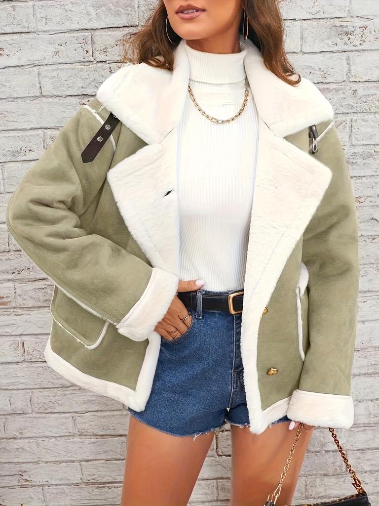 Fashion Lapel Plush Jacket Winter Warm Casual Jacket