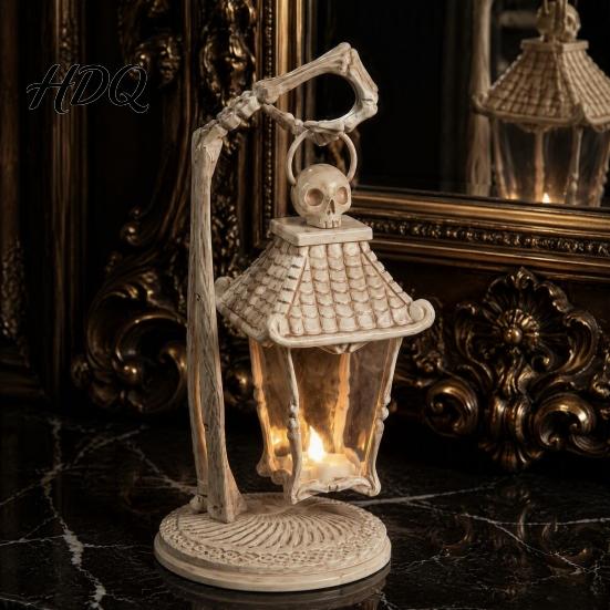 Safe LED Atmosphere Lamp Skeleton Hand Lantern Gothic Bone Table Lamp USB Style Accessory Powered Spooky Decorative Light for Halloween Party Home