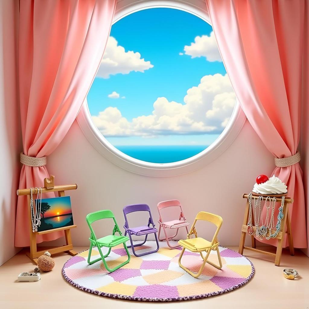 Multicolor Simulation Mini Folding Back Small Chair Model Dollhouse Miniature Plastic Scene Prop Micro Landscape Dollhouse Furniture Mini Chair