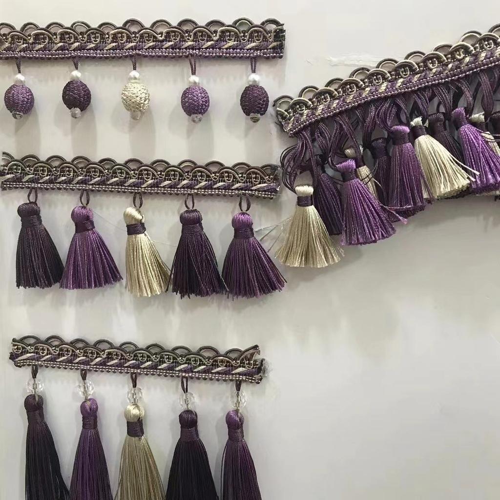 Luxurious Fringed Curtain Drapery Tassels with Lace Trim High-end Throw Pillow Cover Accessories Fringe