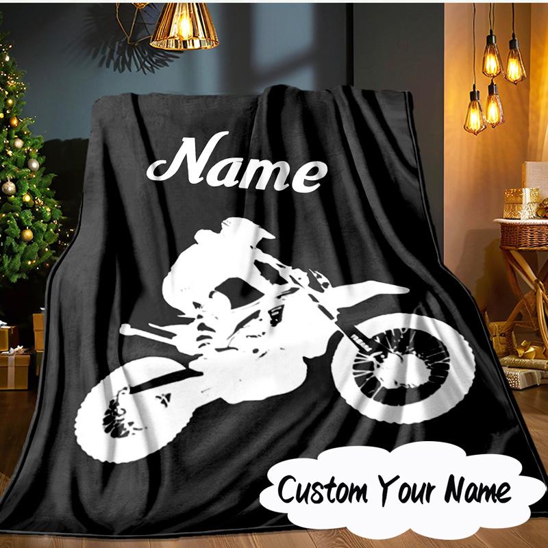 Custom Name Sport Bike  Blanket  Ideal Bedding Blanket Perfect for Travel, Camping, Living Rooms, Offices, Sofas, Fan Christmas gift