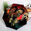 Halloween Horror Night Umbrella Folding Umbrella, Automatic Umbrella 8-Frame for Travel, Camping Use Gift for Halloween Christmas