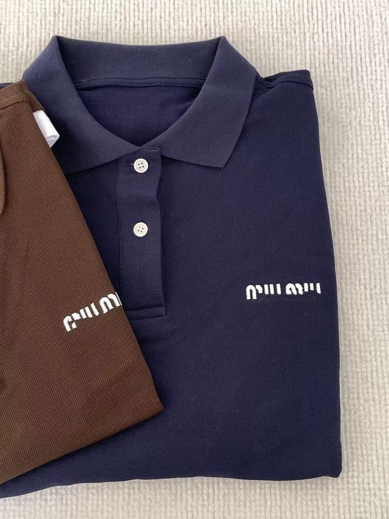 Miu Style Unisex Colorblock Poloshirt mit kurzen Ärmeln und Zwei-Knopf-Design