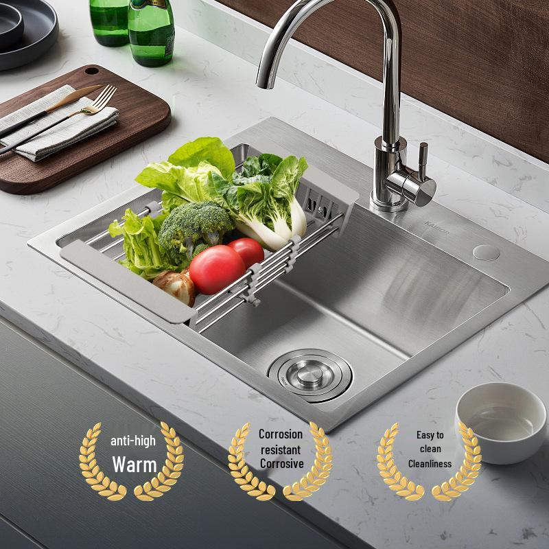 Retractable Stainless Steel Sink Drain Rack & Basket for Vegetables and Fruit