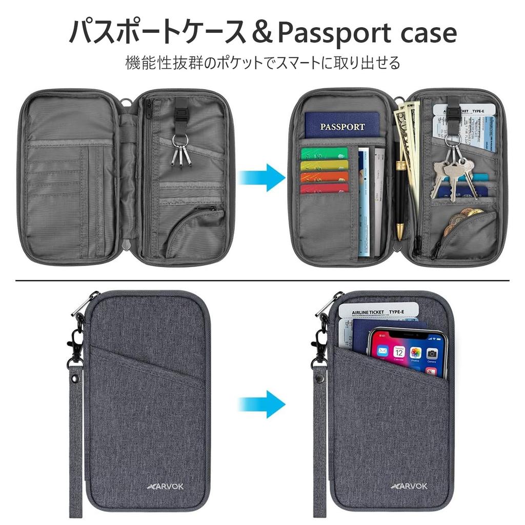 ARVOK Passport Neck Security Passport Lightweight 13 Large Convenient for International Neck Strap Hand Travel Pouch Case, Strap, 2-Way, RFID-Proof,