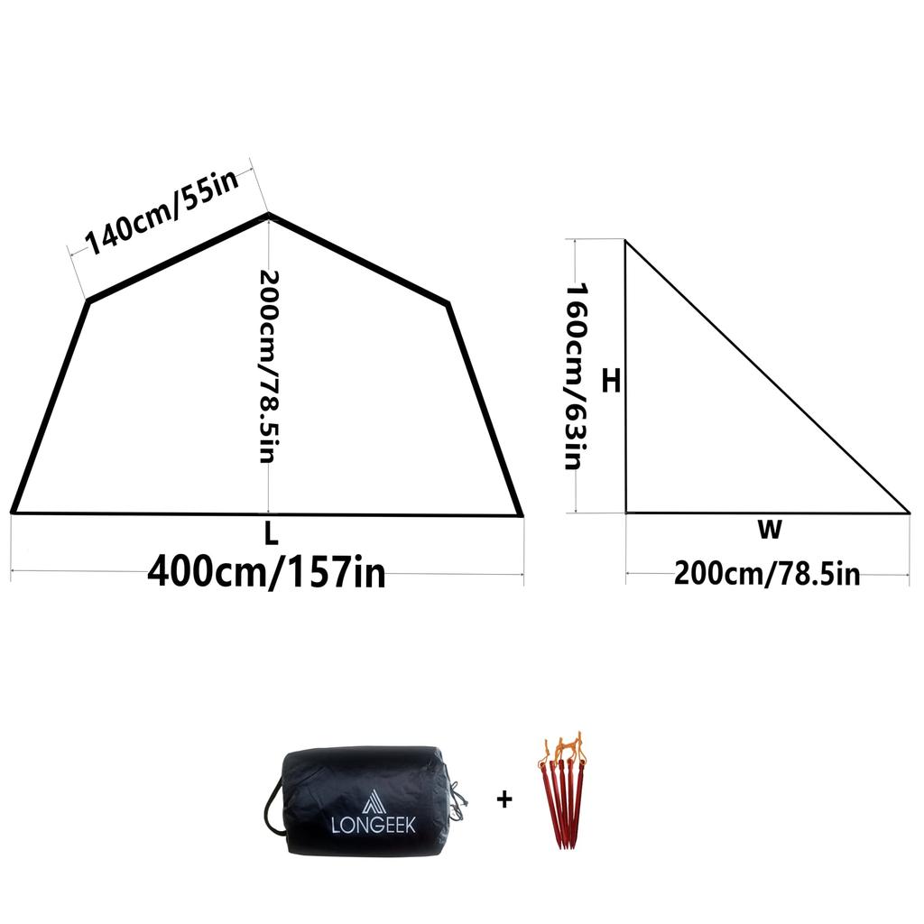 Longeek Półmoskitiera do namiotów z pojedynczym stelażem (z wodoodpornym dywanem) Namiot turystyczny backpackingowy na 4 pory roku
