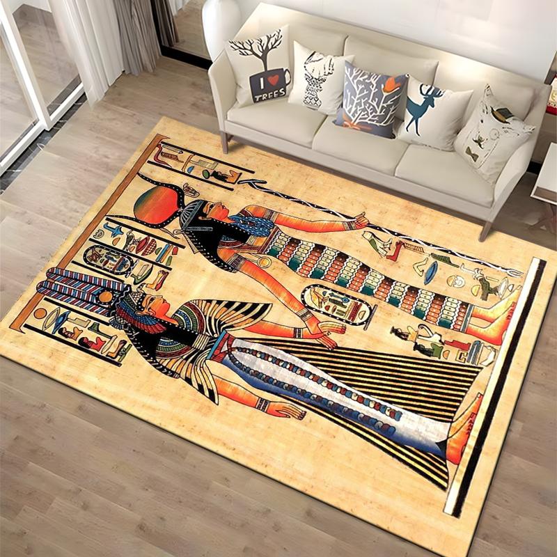 Retro Ancient Egypt Pattern Rug Carpet For Living Room Non Slip Parlour Sofa Large Area Rug Bedroom Kid Play Room Floor Mat Gift