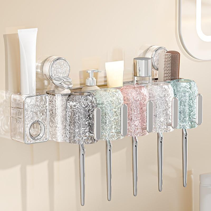 Suction Cup Toothbrush Rack, No Need for Drilling, Bathroom Toothbrush Rack, Wall-mounted Toothbrush Cup Rack, Toothbrush Cup Storage Rack
