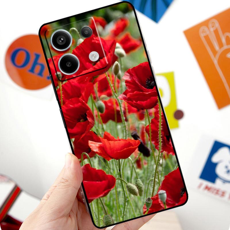 Red Corn Poppy Flower Funda For Xiaomi Redmi Note 14 10 11 12 13 Pro 11S 12S Case For Redmi 15 15C 13C 12C 10C 14C