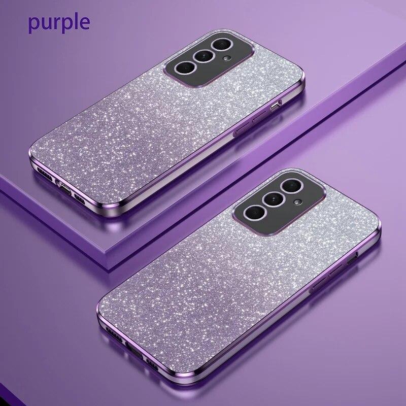 Luxury Gradient Glitter Plating Case For Samsung Galaxy A54 A34 A24 A14 A15 A05 A04 A53 A52 A23 A13 Silicone Protect Back Cover