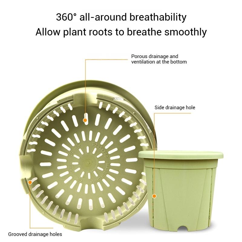 Plastic Green Plant Flower Pot Thickened Resin Gallon Pot Balcony Planting Flower Pot Root Control Breathable Seedling Planters