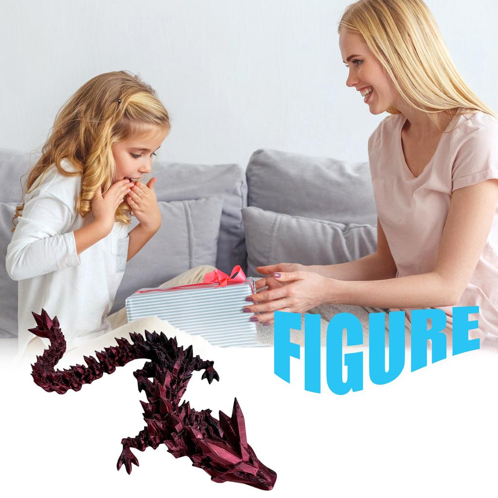 23.6 Inch Flexible 3D Printed Dragon With Eyes, Articulated 3D Printed Animals, 3D Printed Toys For Anxiety And ADHD Relief