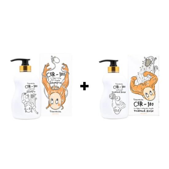 Elizavecca CER-100 Kollagen-Beschichtung Haar-Muskel Shampoo 500ml Spülung 500ml Kur 100ml