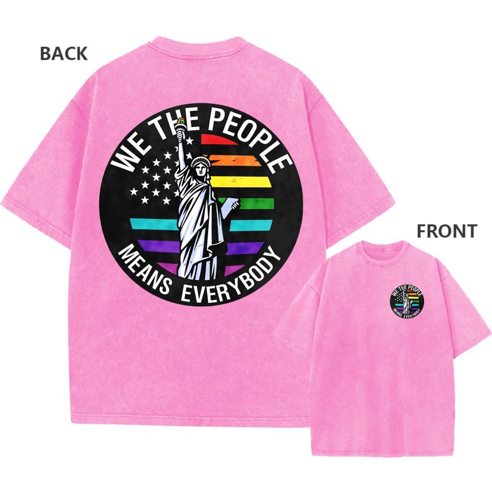 Mens Vintage Washed Cotton Oversized TShirt We The People Liberty Graphic Tee