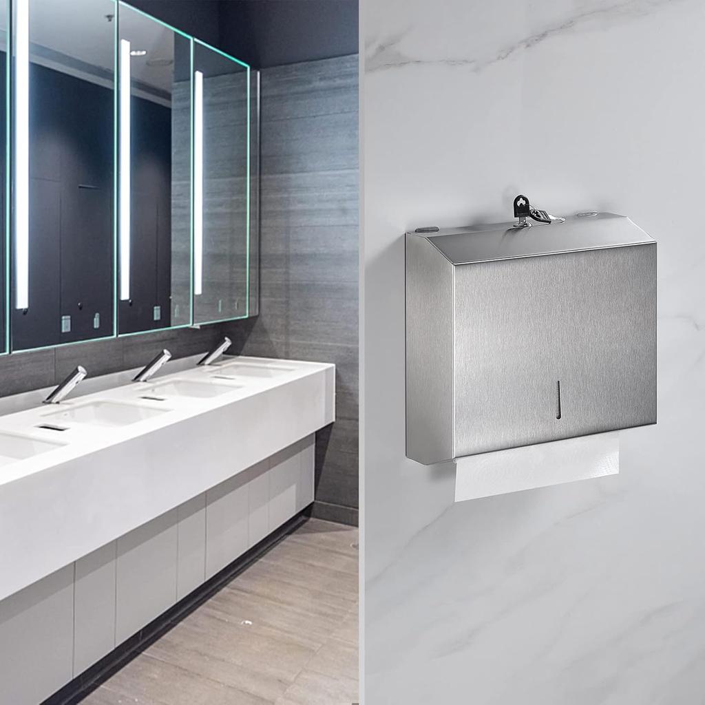 Metal Tissue Holder Wall-mounted Bathroom Tissue Dispenser Tissue Box Kitchen Bathroom Tissue Towel Dispenser With key