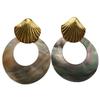 Romantic Natural Shell Ring Earrings Fritillary Geometric Earrings Ocean Vintage Vacation Wind Earrings