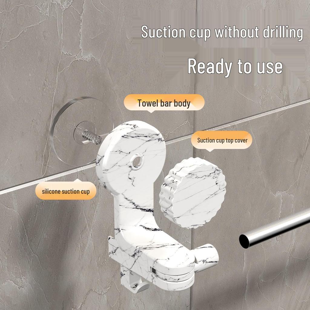 Non-Drill Suction Cup Towel Rack: Extendable Bathroom Storage Shelf & Organizer