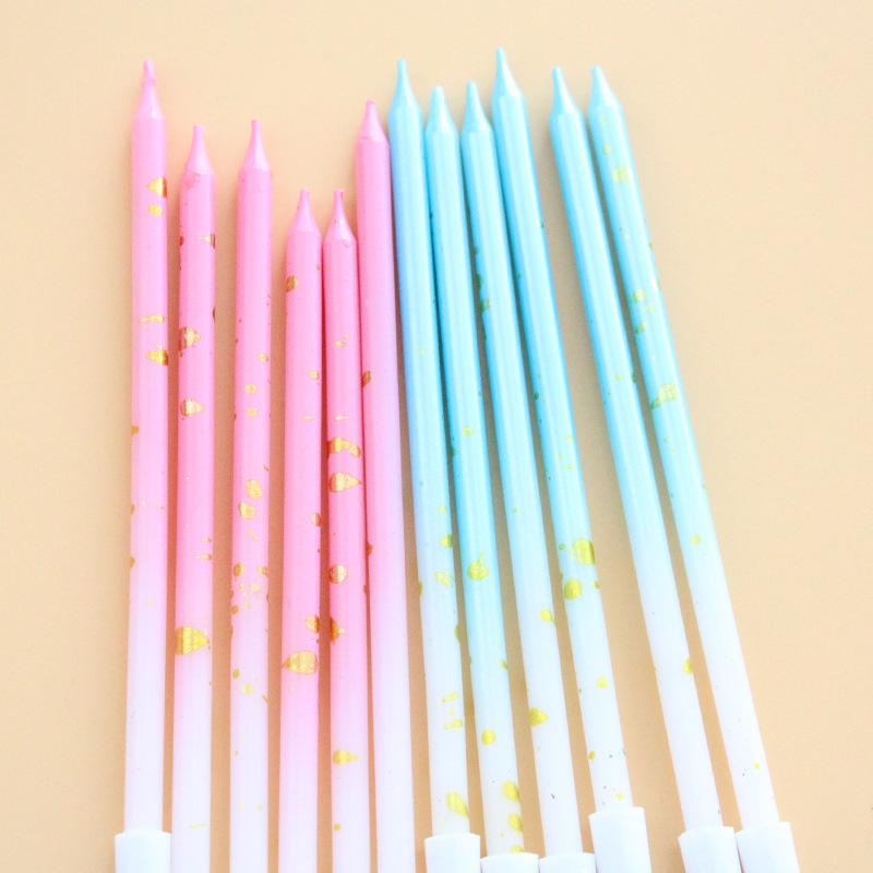 Ins Style Gradient Gold Dot Candle Birthday Romantic Party Pink Blue Boxed Pencil Long Pole Atmosphere Candle