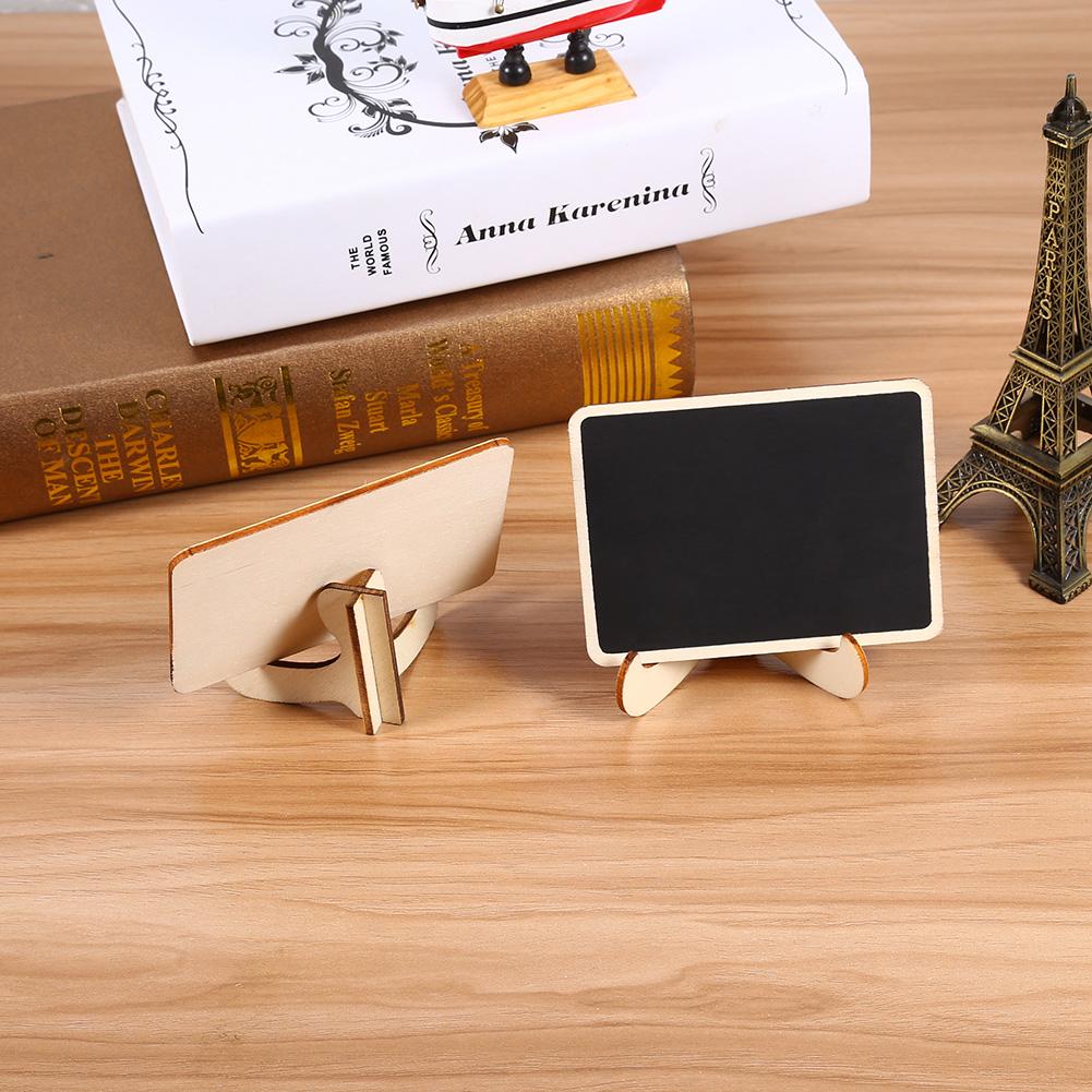 10PCS Wooden Mini Blackboard Chalkboard Message Note Board With Stand Holder Clip