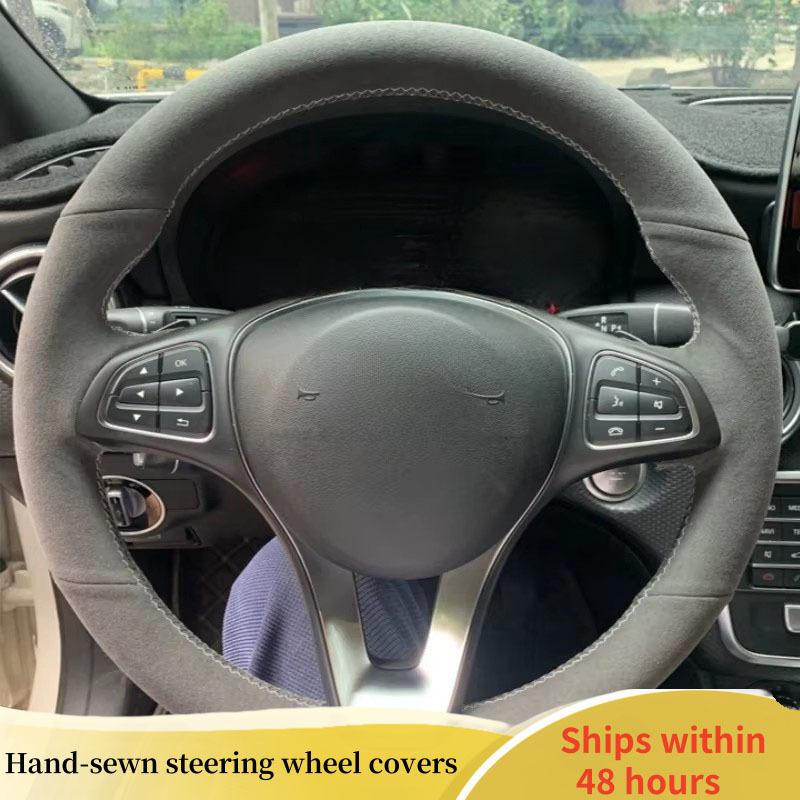 

Car Steering Wheel Cover For Mercedes-Benz Vito III ( W447 ) 2015 2016 2017 2018 - ized Suede DIY Steering Wheel Blue Thread